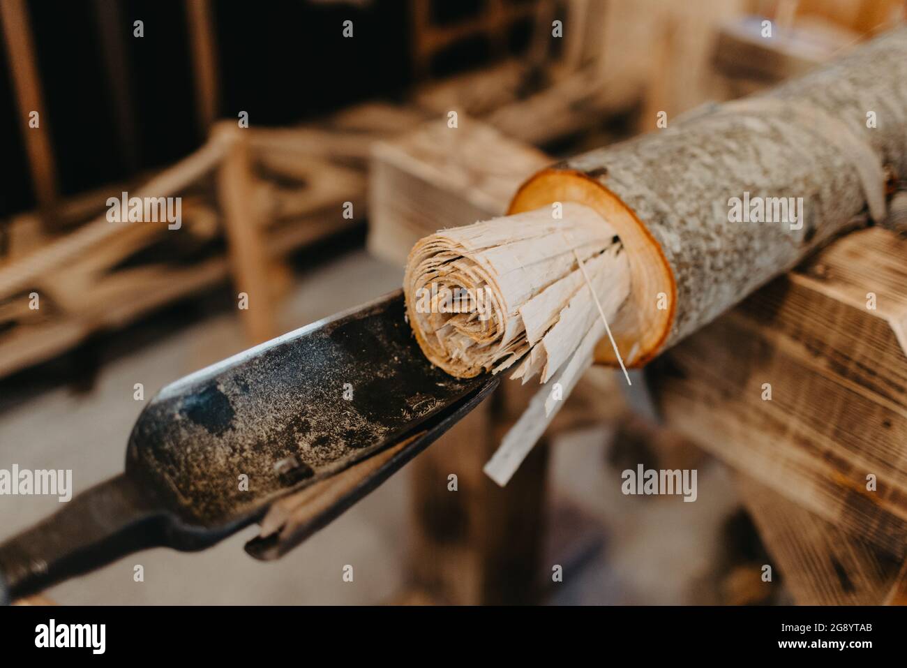 Woodworking process, making wooden pipe, didgeridoo Stock Photo Alamy