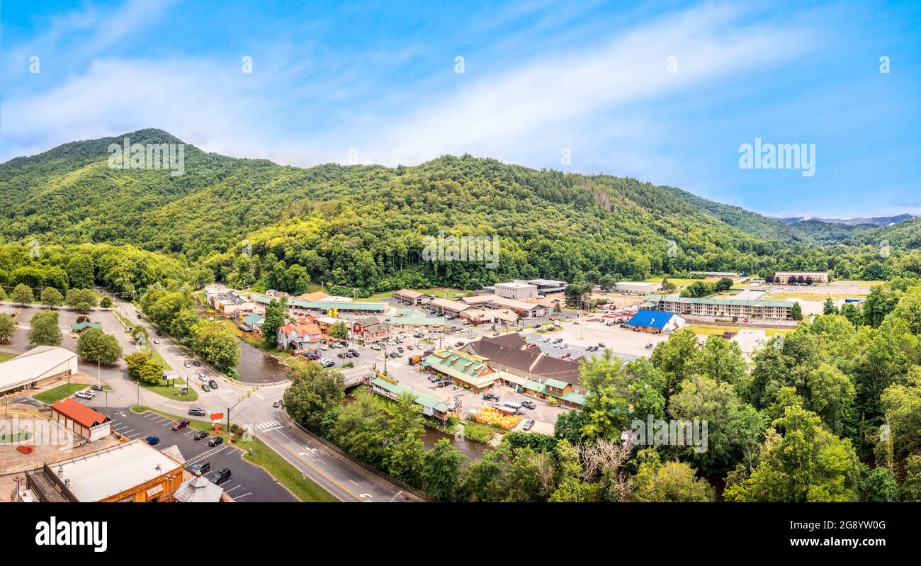 Aerial view of Cherokee, North Carolina Stock Photo
