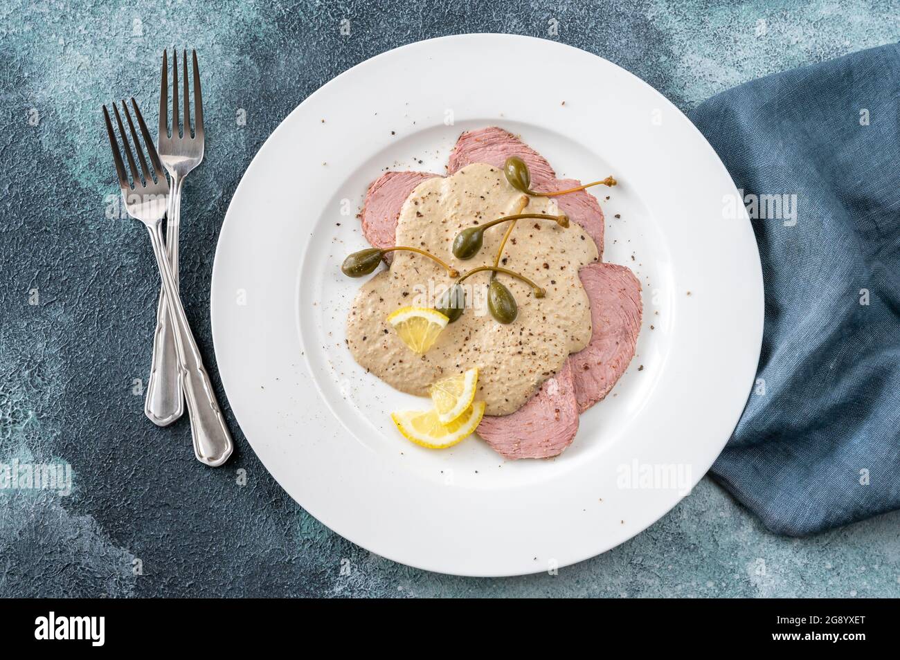 Vitello tonnato Italian dish of cold, sliced veal Stock Photo Alamy