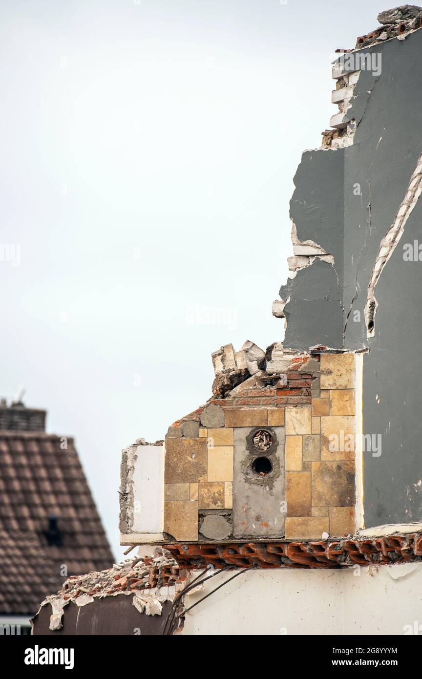 Walls of a house in the process of being demolished Stock Photo - Alamy