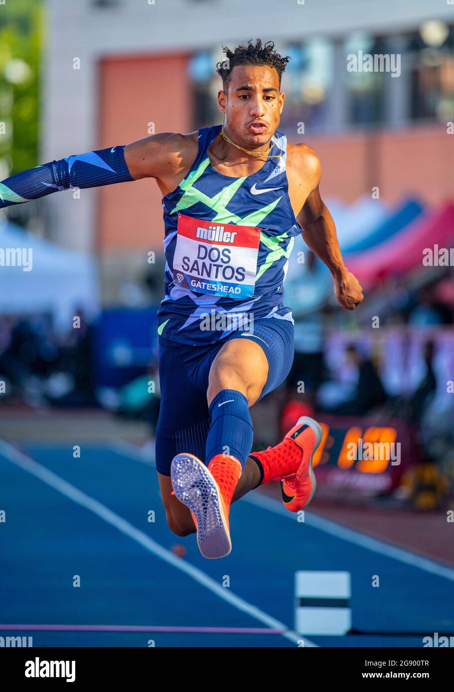 GATESHEAD, ENGLAND - JULY 13: Almir dos Santos (BRA) competing in the triple jump at the Muller British Grand Prix, part of the Wanda Diamond League a Stock Photo