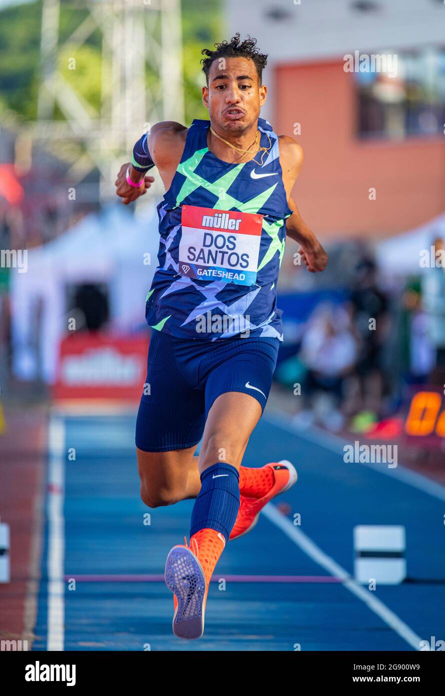 GATESHEAD, ENGLAND - JULY 13: Almir dos Santos (BRA) competing in the triple jump at the Muller British Grand Prix, part of the Wanda Diamond League a Stock Photo