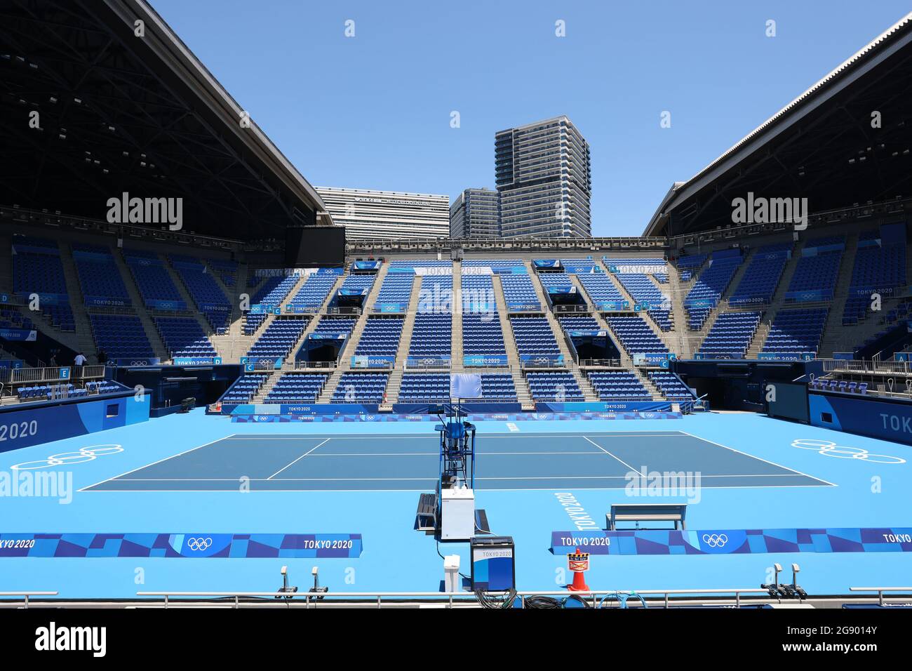 19th July 2021; Ariake Tennis Park center court Women's official training  during the Tokyo 2020 Olympic Games at the Ariake Tennis Park in Tokyo,  Japan Stock Photo - Alamy