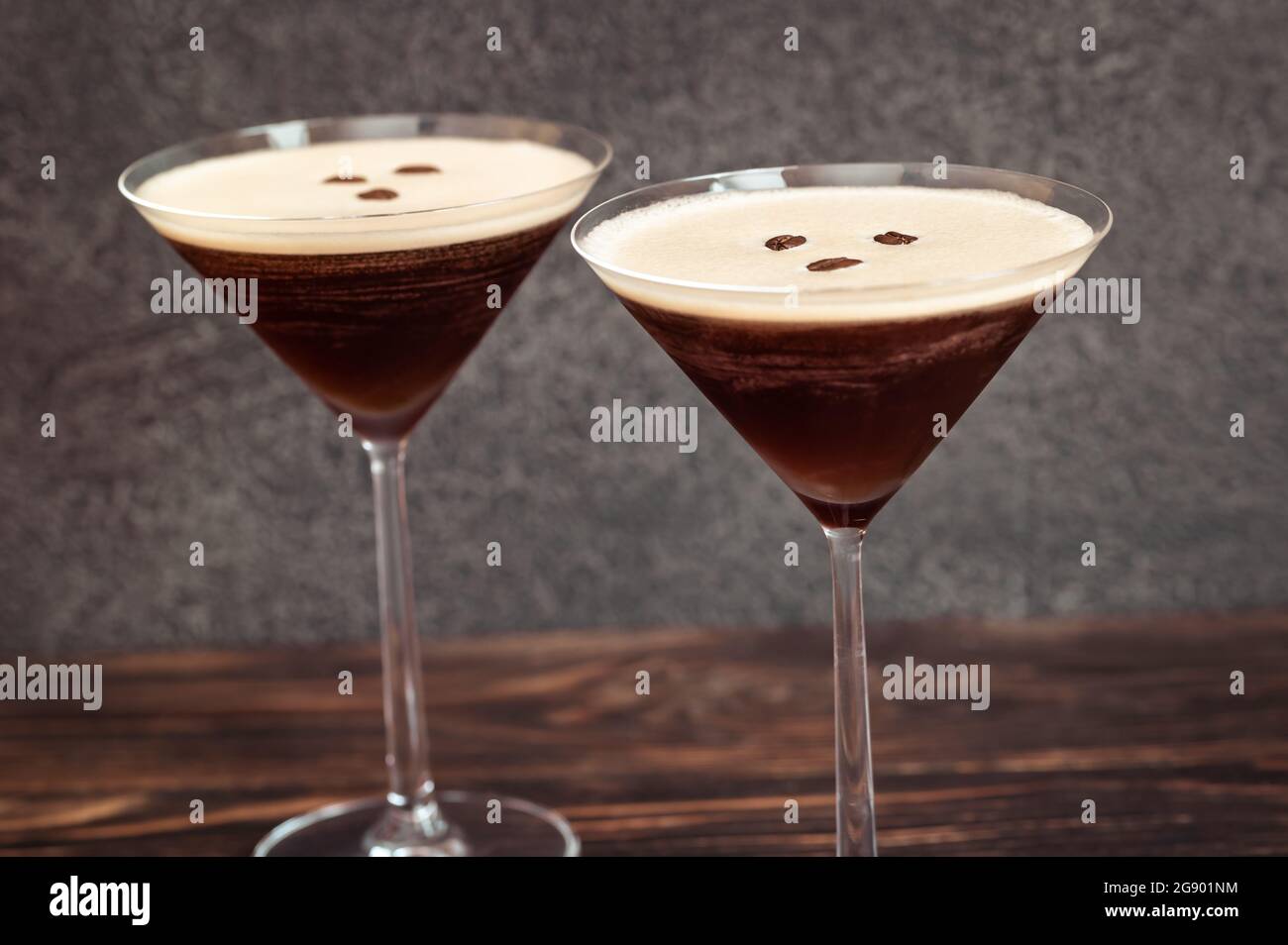 Espresso Martini cocktails garnished with coffee beans Stock Photo Alamy