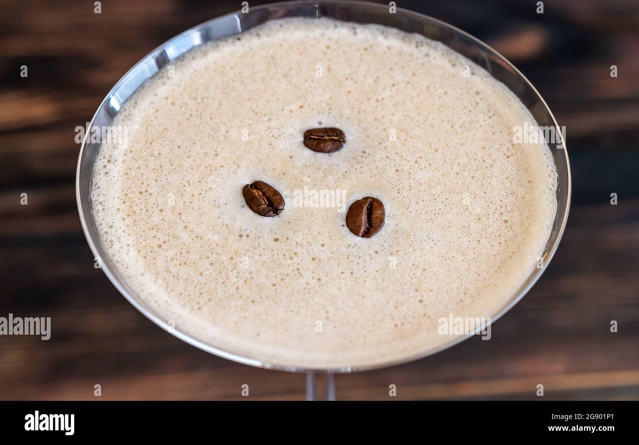 Espresso Martini cocktail garnished with coffee beans Stock Photo Alamy