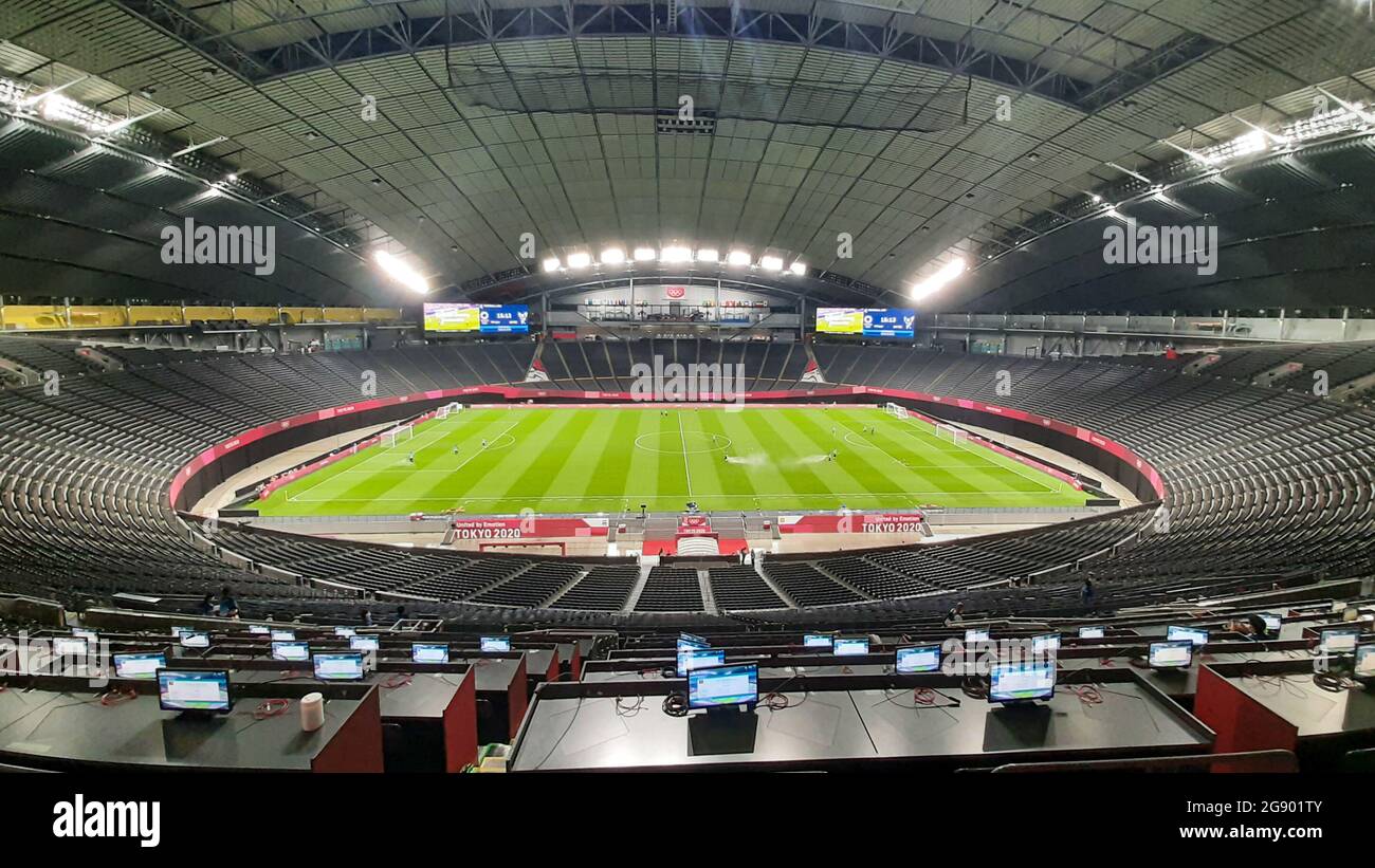 Sapporo Japan 22nd July 21 General View Inside Sapporo Dome From The Press Box Ahead Of The Mens Olympic Football Tournament Tokyo Match Between Egypt And Spain At Sapporo Dome In