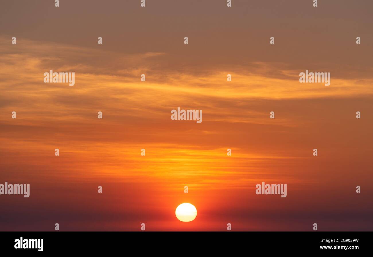 Beautiful sky sunset , sun and clouds Landscape nature background Stock ...