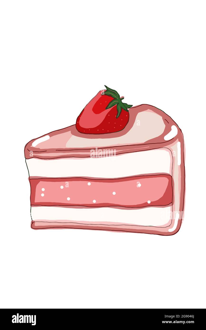 Premium Vector | Cake slice with cream cheese cartoon dessert cafe menu  vector cooking illustration