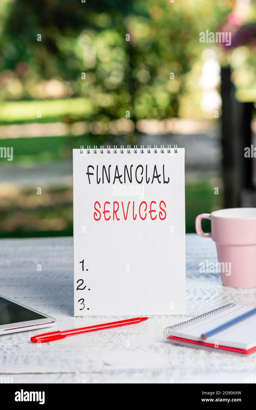 Inspiration showing sign Financial Services. Business idea economic