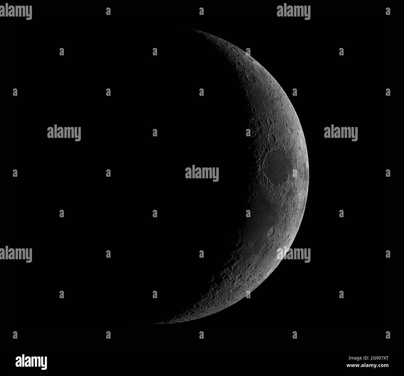 Astrophotography of moon in waxing crescent phase Stock Photo Alamy
