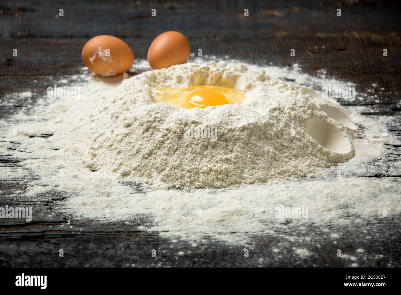 Baking background with egg and flour Stock Photo - Alamy