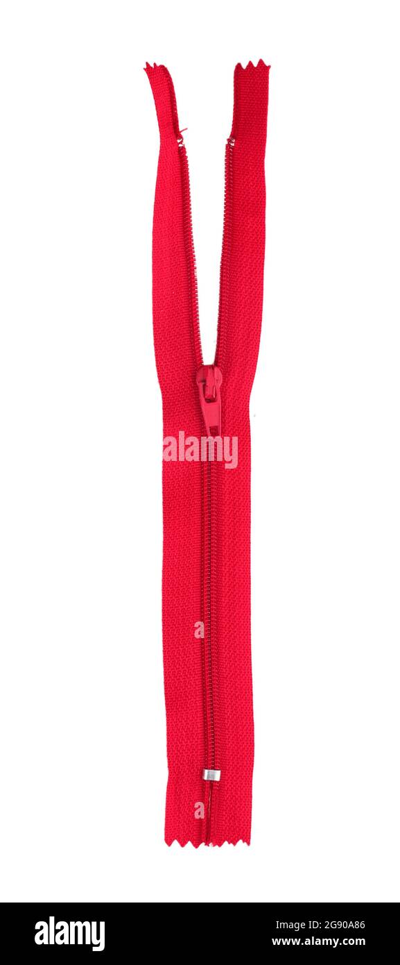 Red zipper isolated on white Stock Photo - Alamy