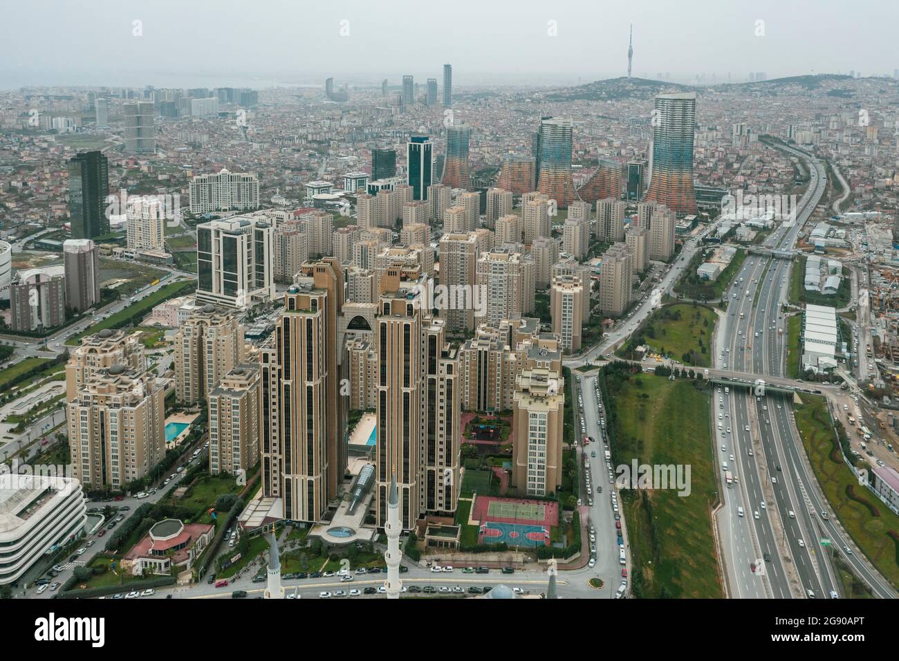 Turkey, Istanbul, Aerial view of Atasehir district Stock Photo
