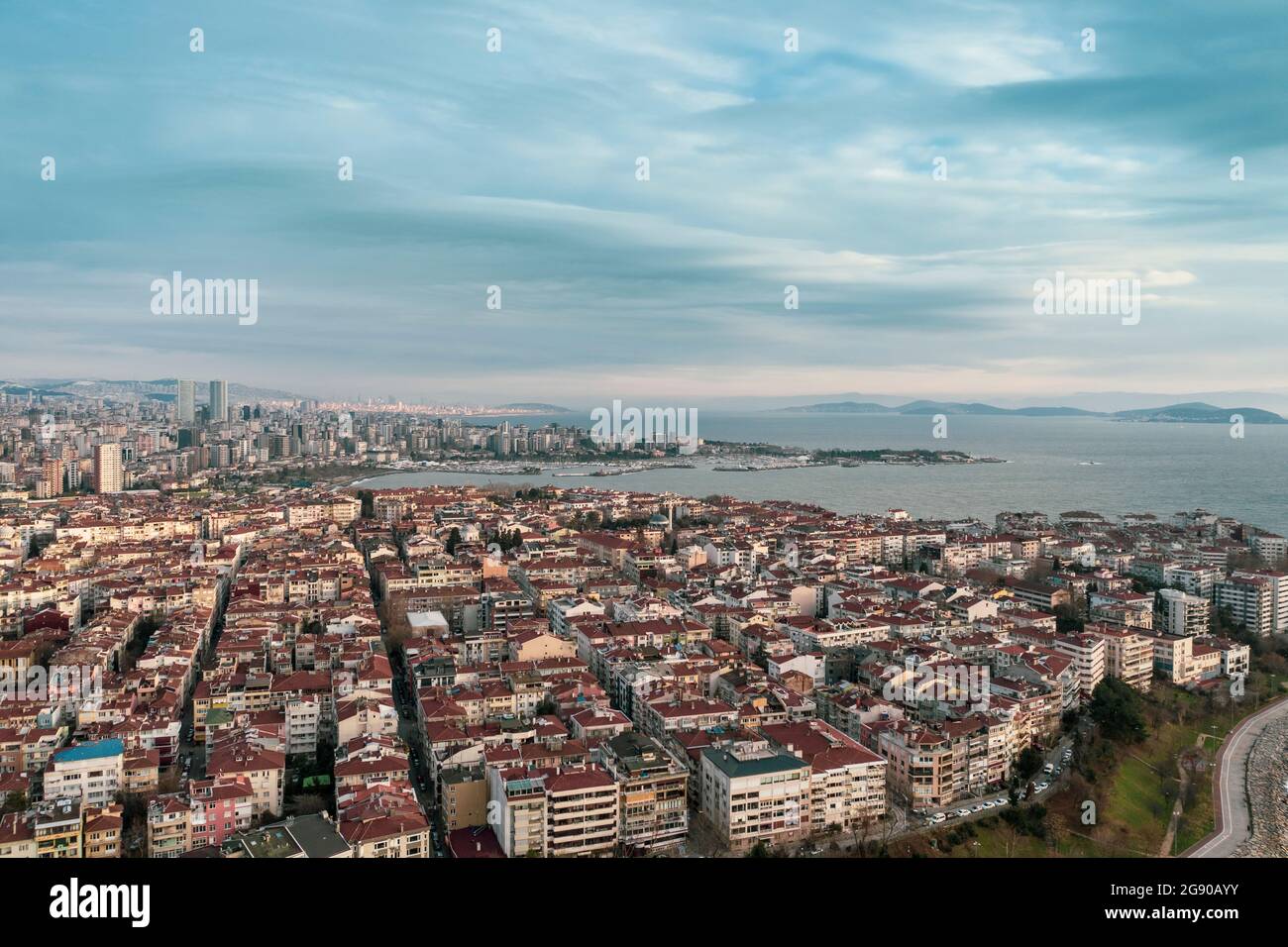 Turkey, Istanbul, Aerial view of cloudy sky over Kadikoy district Stock Photo