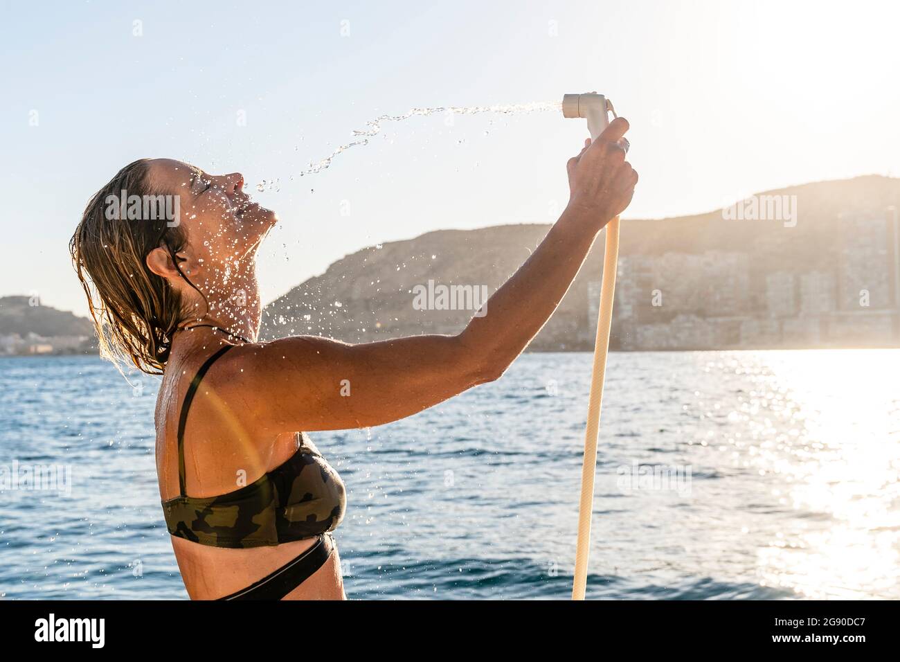 Mature woman shower hi-res stock photography and images - Alamy