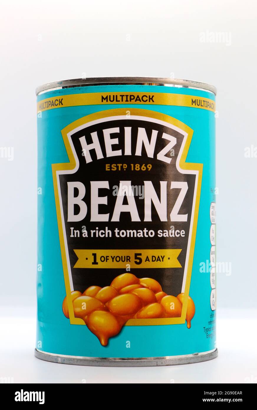 Photo of a Single tin of Heinz baked beans against a white background Stock Photo Alamy