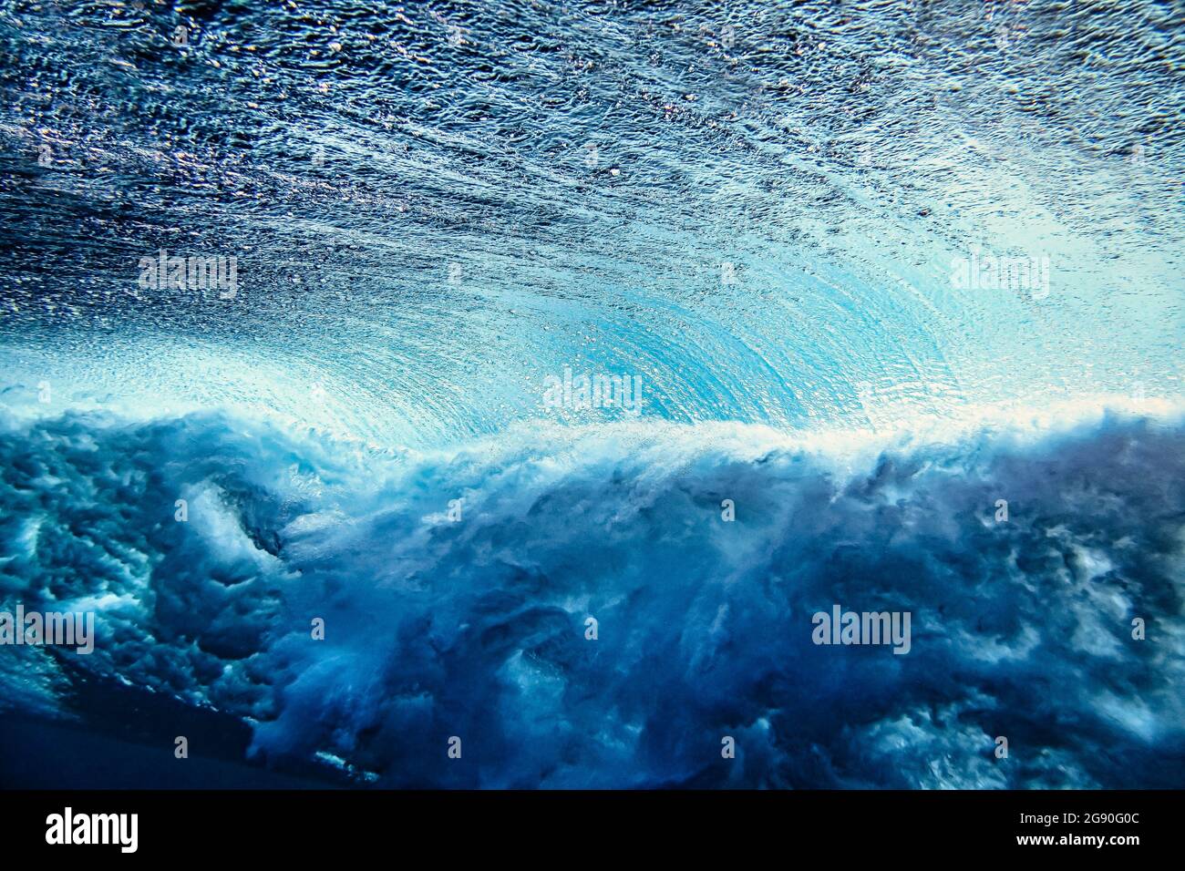 Underwater view of ocean wave Stock Photo