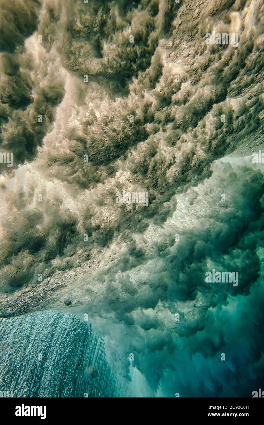 Underwater view of ocean wave Stock Photo