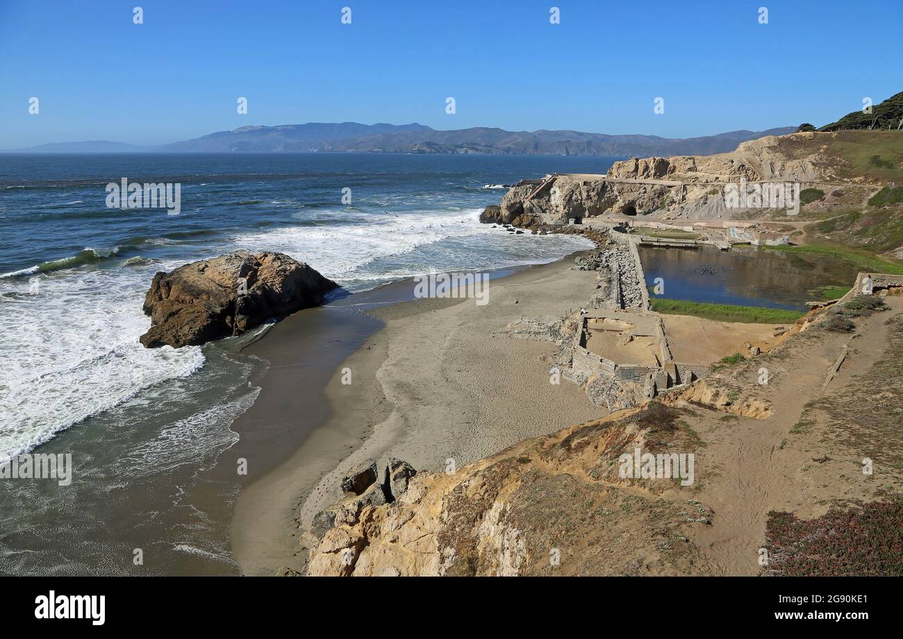 The beach with Sutro Bath ruins San Francisco, California Stock Photo
