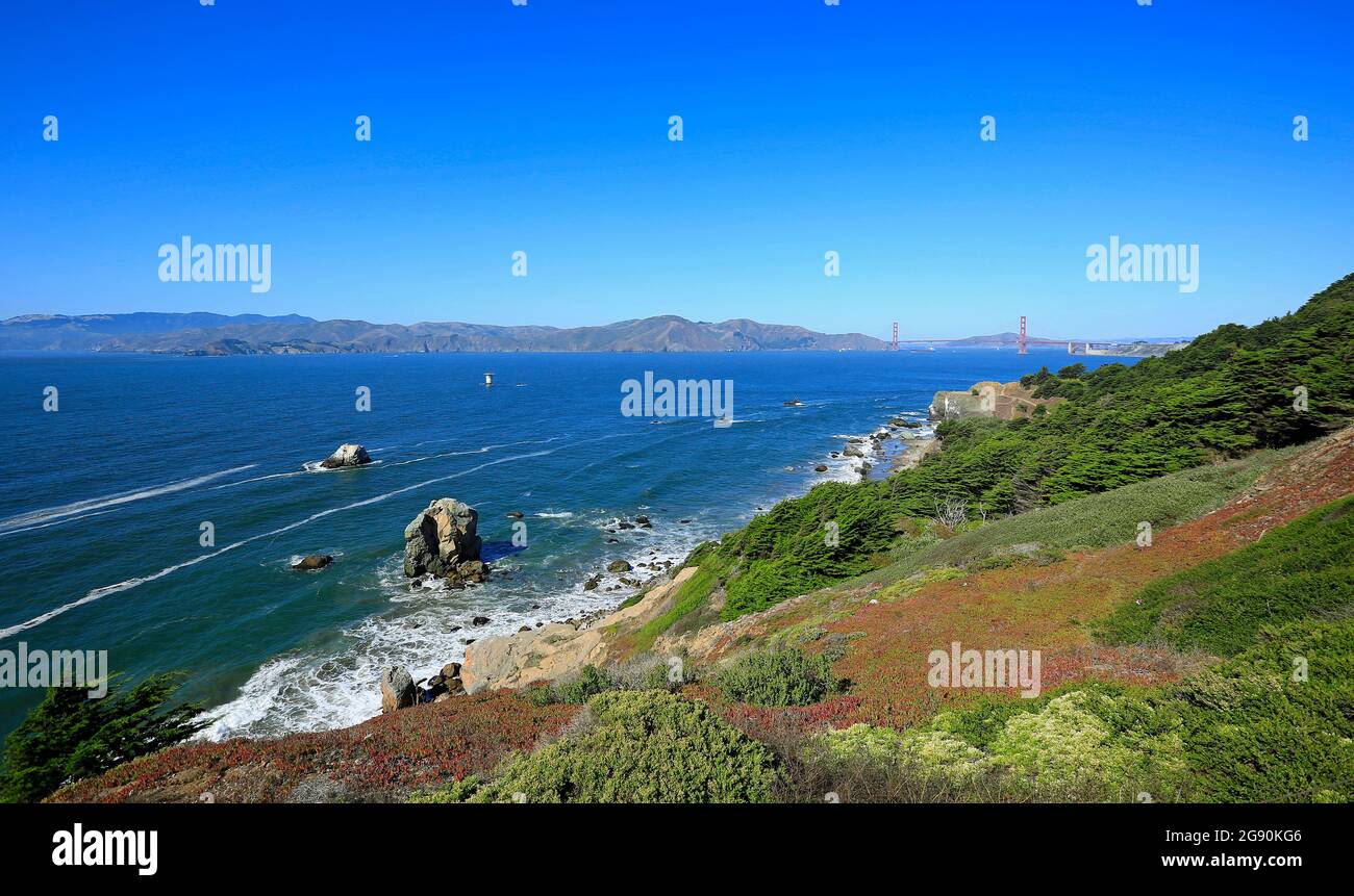 Panorama from Lands End Trail San Francisco, California Stock Photo
