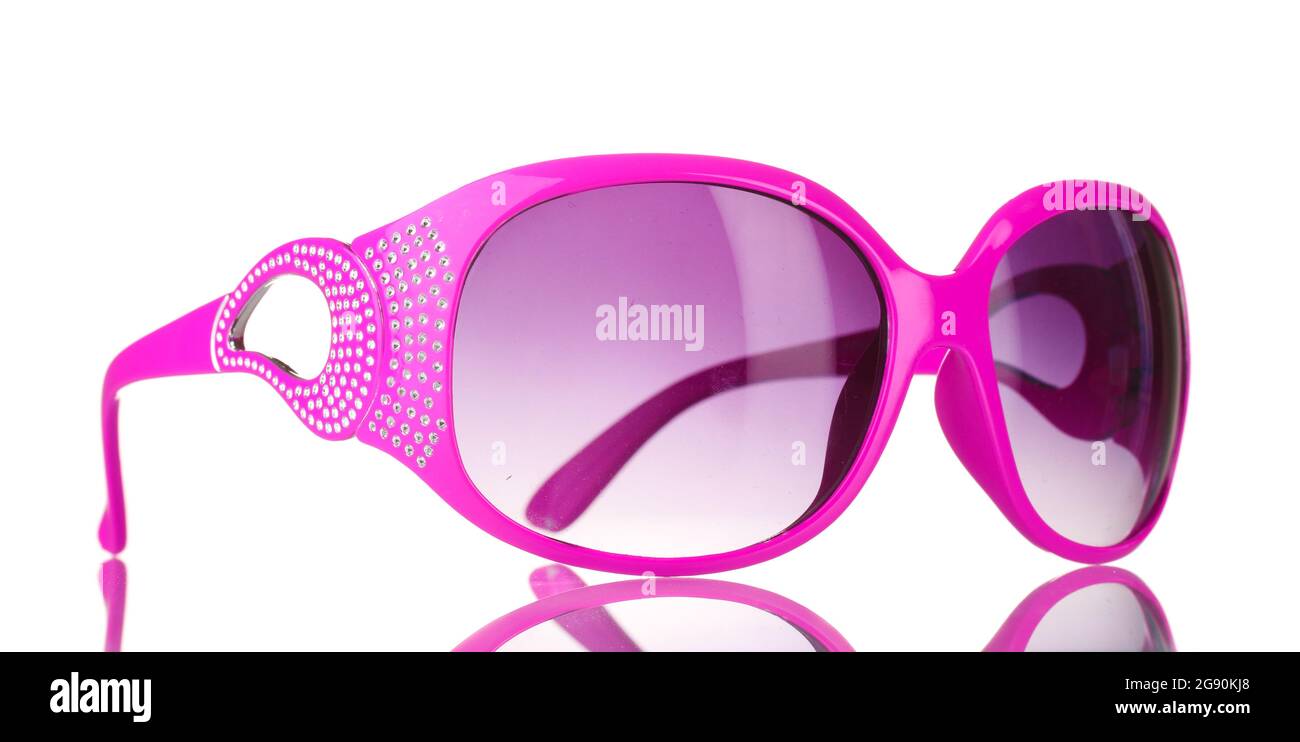 Women's pink sunglasses with diamonds isolated on white Stock Photo - Alamy