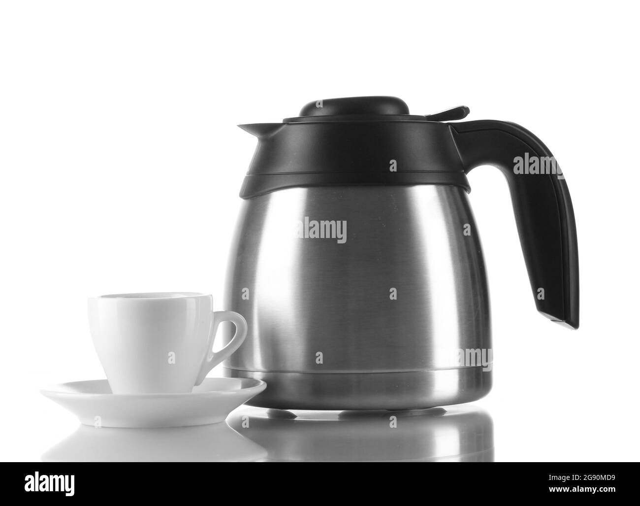 Teapot and cup isolated on white Stock Photo Alamy