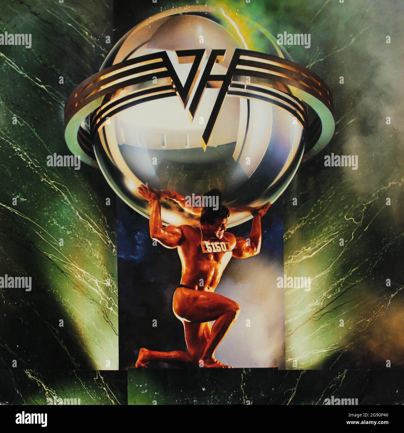 Hard rock, heavy metal and glam metal band, Van Halen music album on vinyl record LP disc.  Titled: 5150 album cover Stock Photo