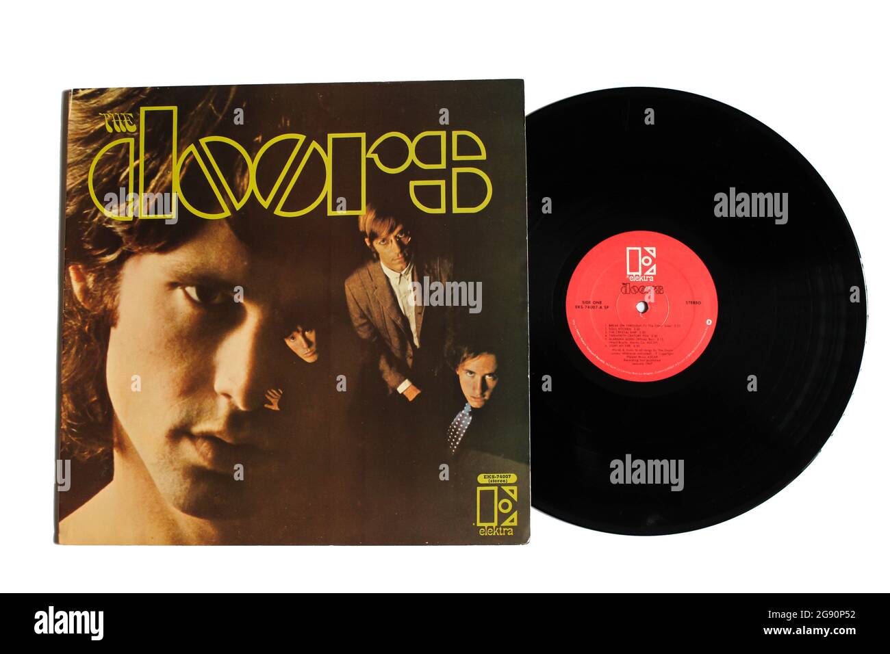 Rock band, The Doors music debut album on vinyl record LP disc. Self Titled: The Doors album cover Stock Photo