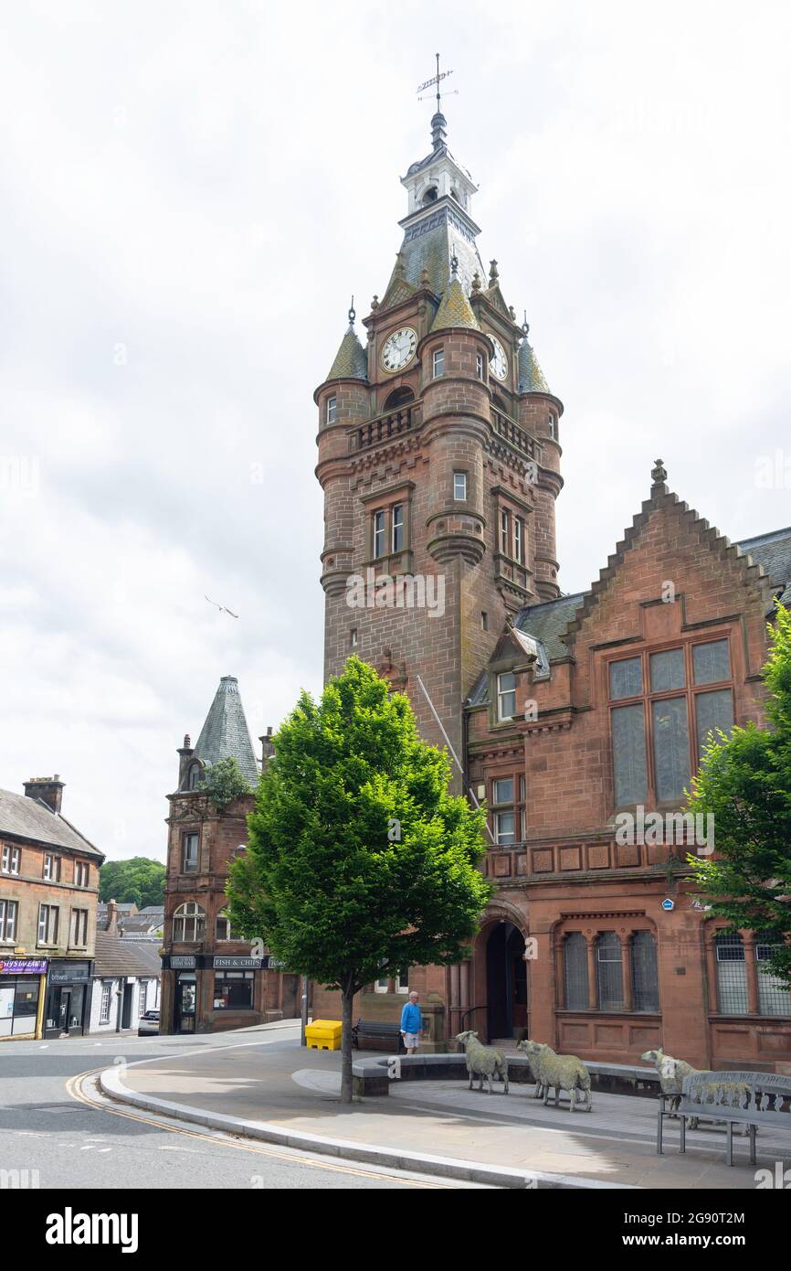 Lockerbie Town Hall, High Street, Lockerbie, Dumfries and Galloway, Scotland, United Kingdom Stock Photo
