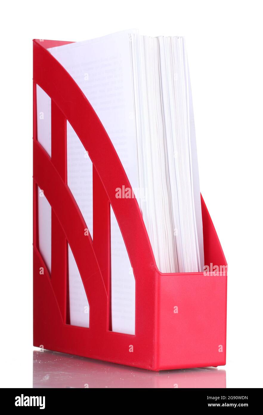 red tray for papers isolated on white Stock Photo Alamy