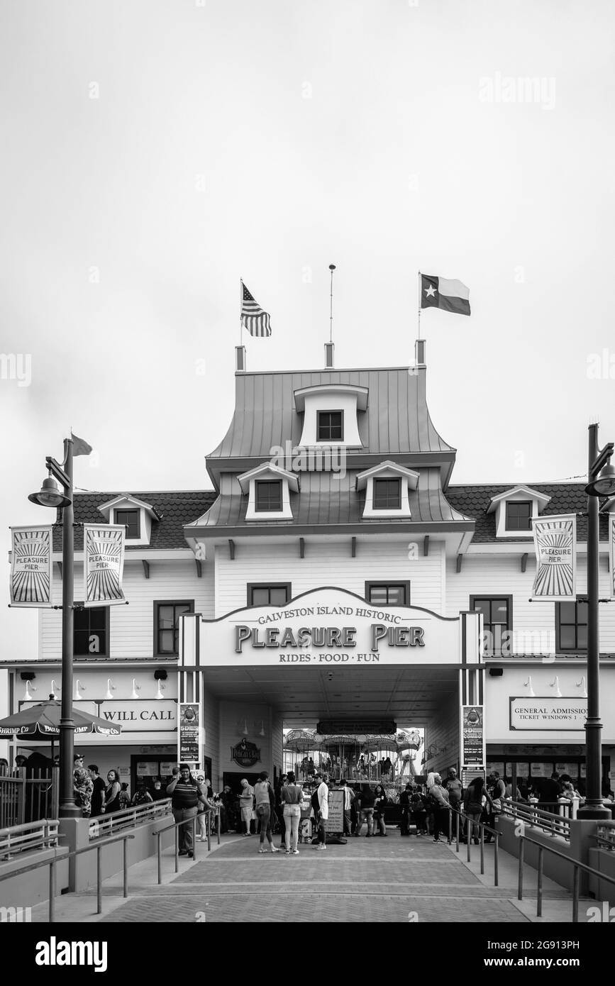 The Galveston Island Historic Pleasure Pier, in Galveston, Texas Stock Photo