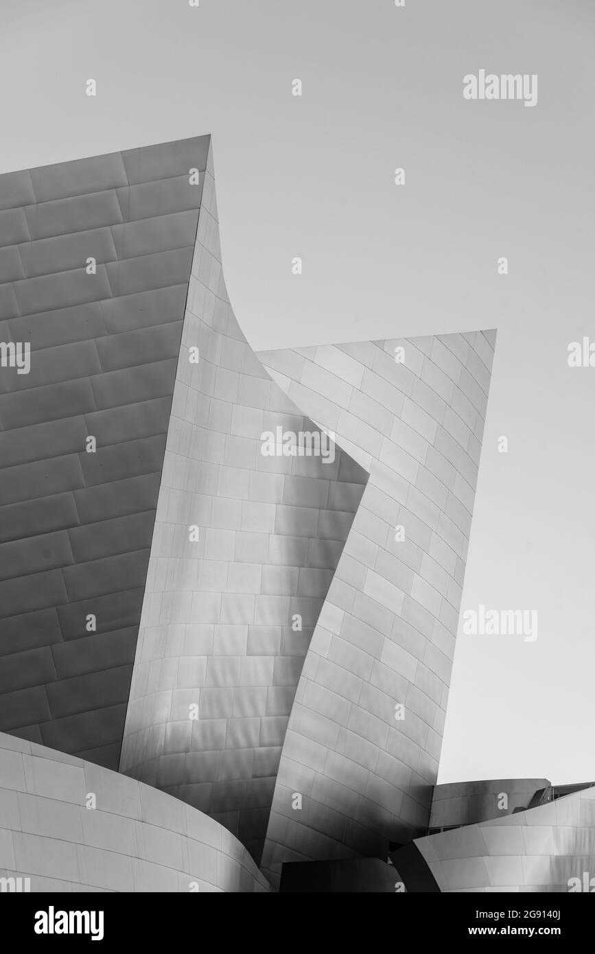 Modern architectural details of the Walt Disney Concert Hall in