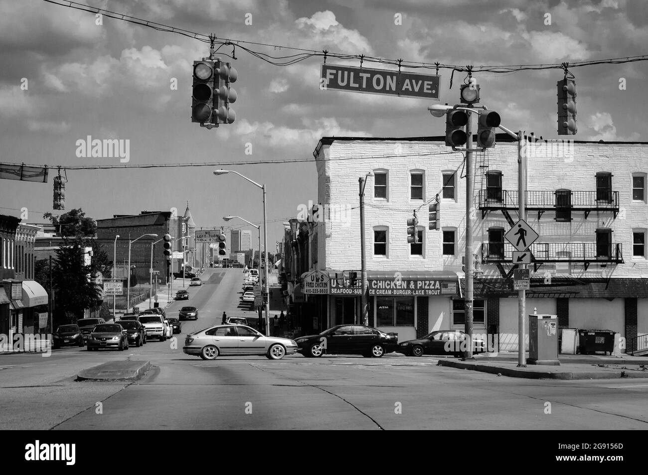 Intersection of Pennsylvania Avenue and Fulton Avenue in Baltimore, Maryland. Stock Photo