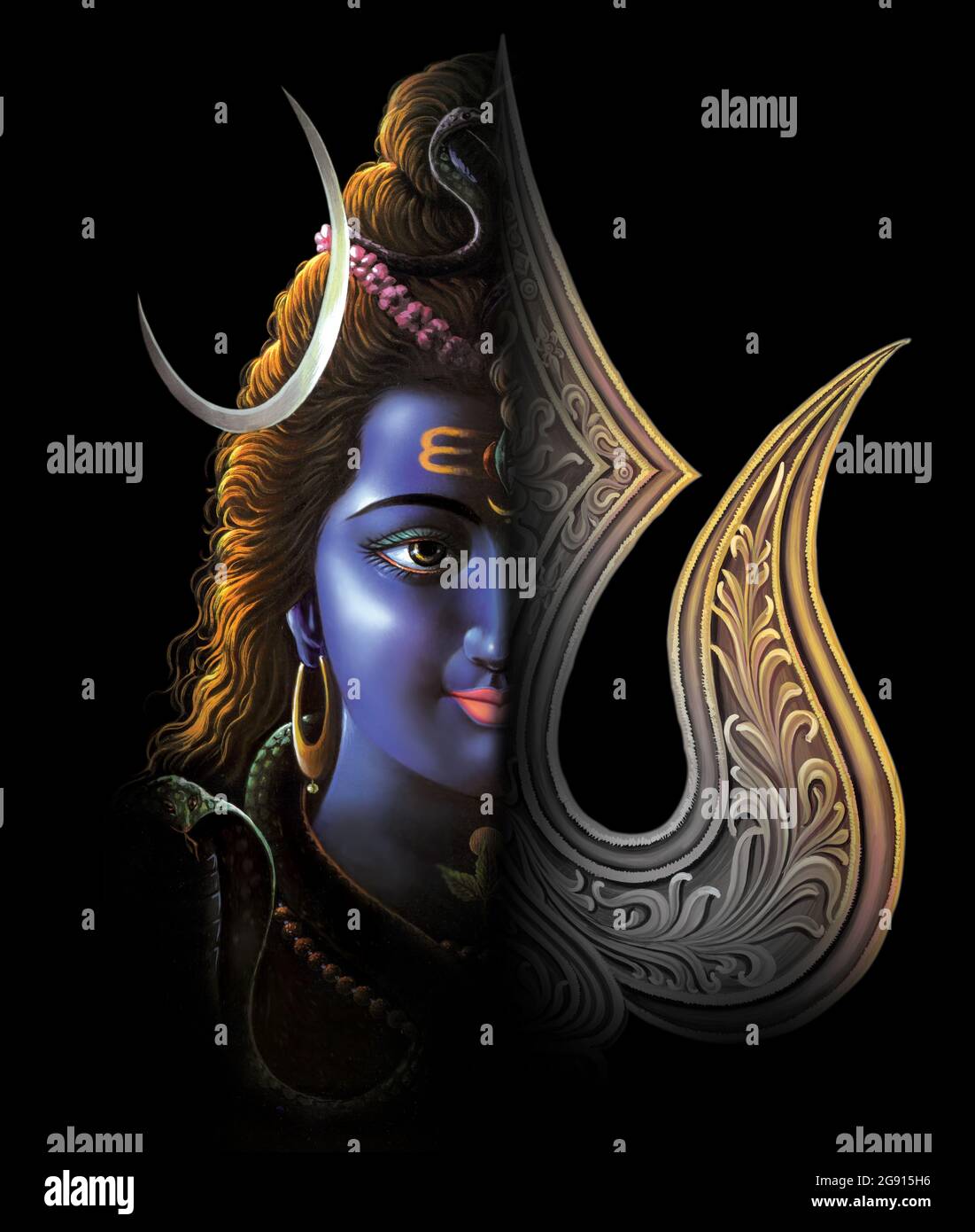 Hindu God Shiva Digital Painting Stock Photo - Alamy
