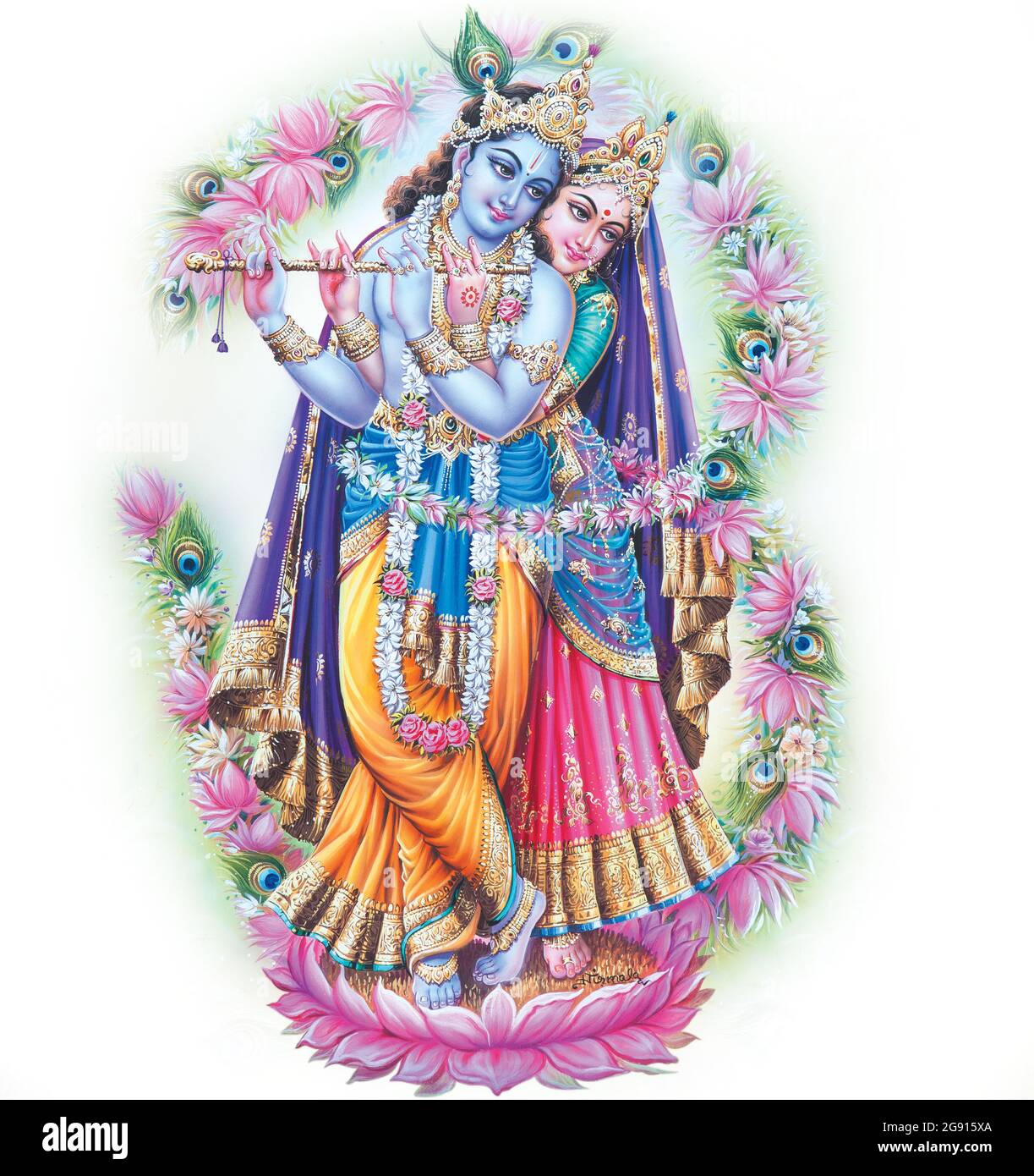 Indian God Radhakrishna, Indian Mythological Image of Radhakrishna. Stock Photo
