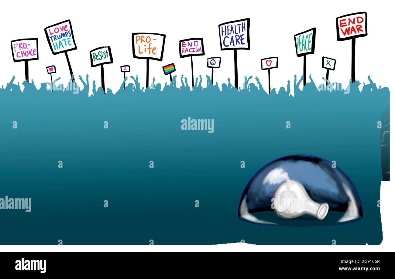 Separating science from politics, conceptual illustration Stock Photo