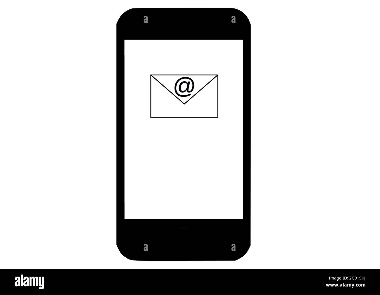 Email Notification On Smartphone Screen Isolated On White Background