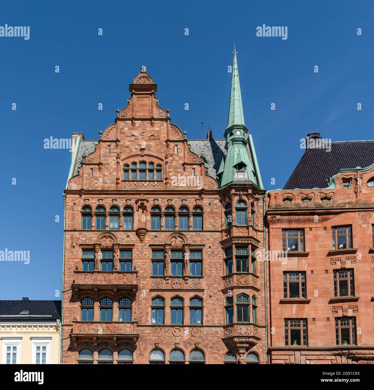 Lejonet Pharmacy building at Stortorget Square - the oldest pharmacy of Sweden - Malmo, Sweden Stock Photo