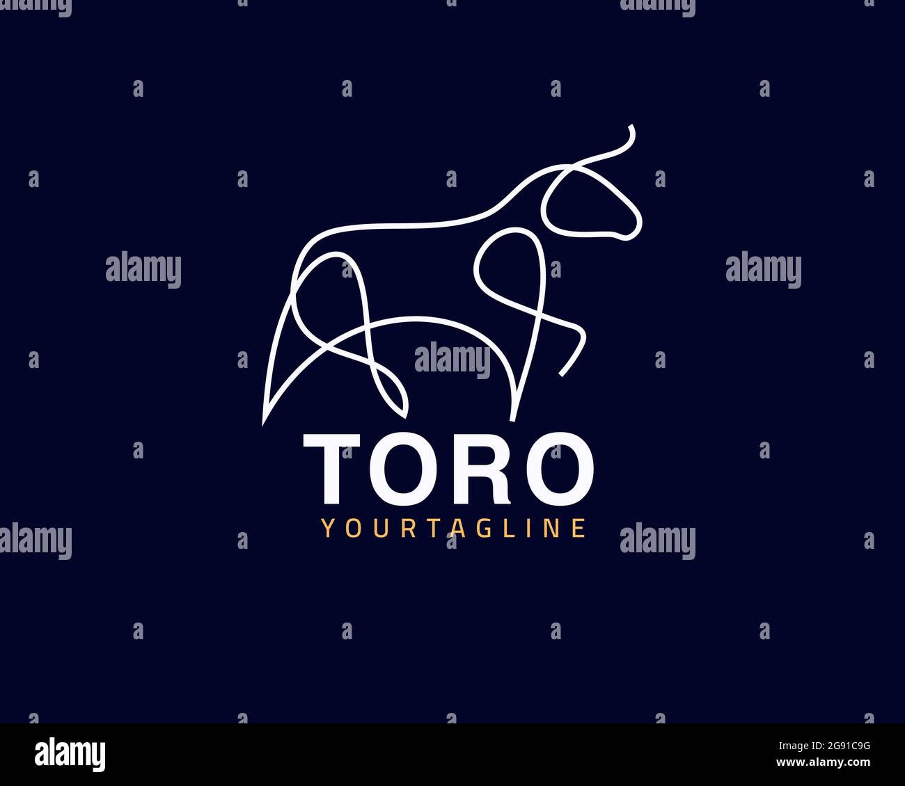 Cool one line Toro OX logo design and unique animal concept, can be used as a sign, app Icon or symbol, multi-layer vector and easy to modify, size an Stock Vector