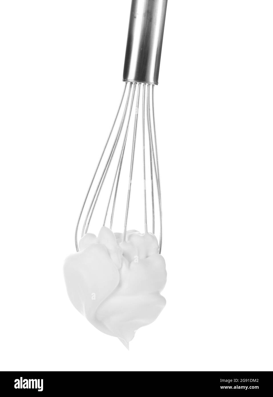 Metal whisk for whipping eggs with cream isolated on white Stock Photo