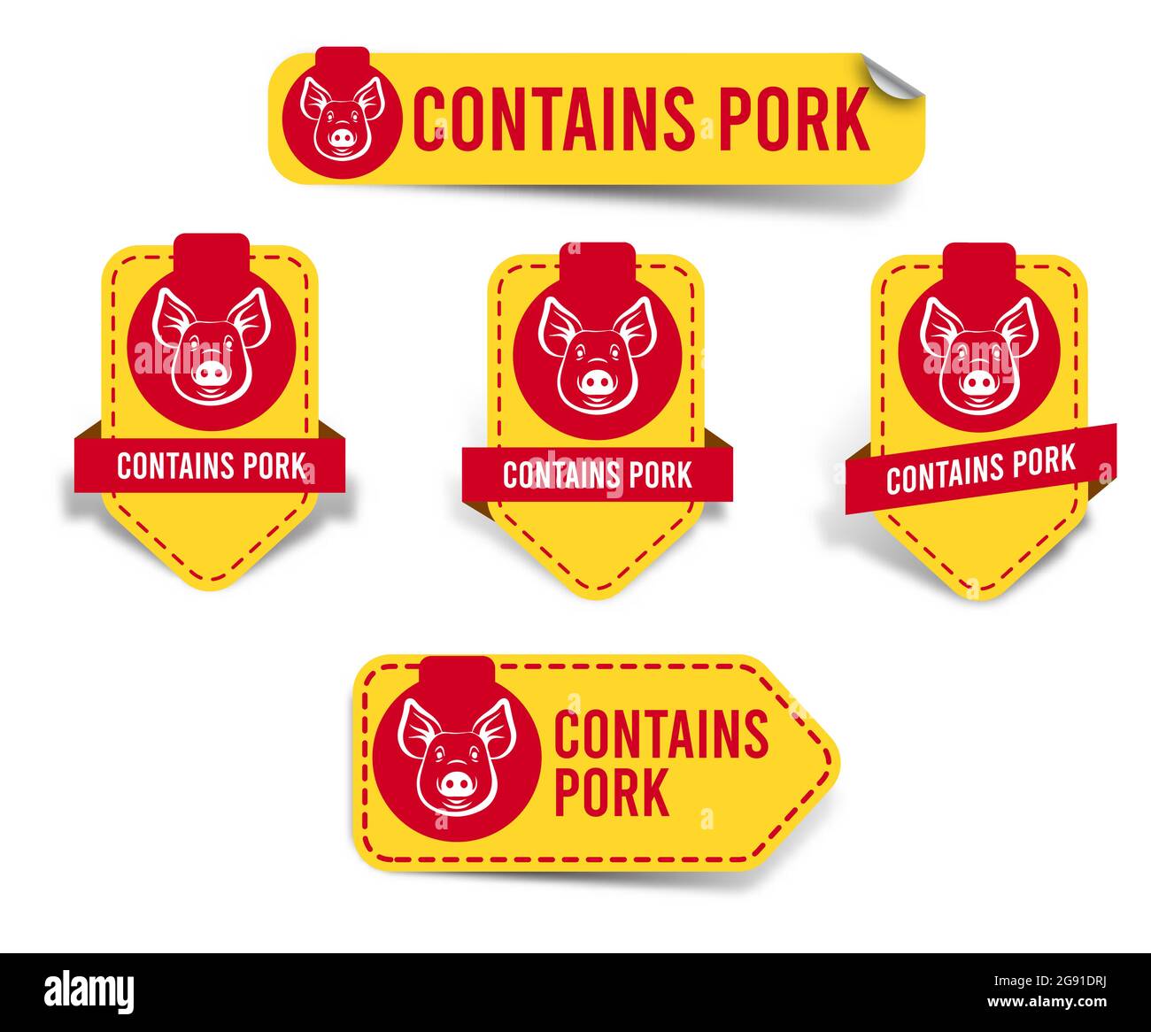 Label for halal food contain pork information Stock Vector Image & Art