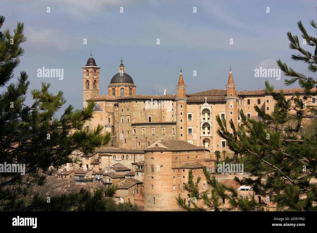 Urbino is a walled city in the center of Italy, a World Heritage Site notable for a remarkable historical legacy of independent Renaissance culture, e Stock Photo