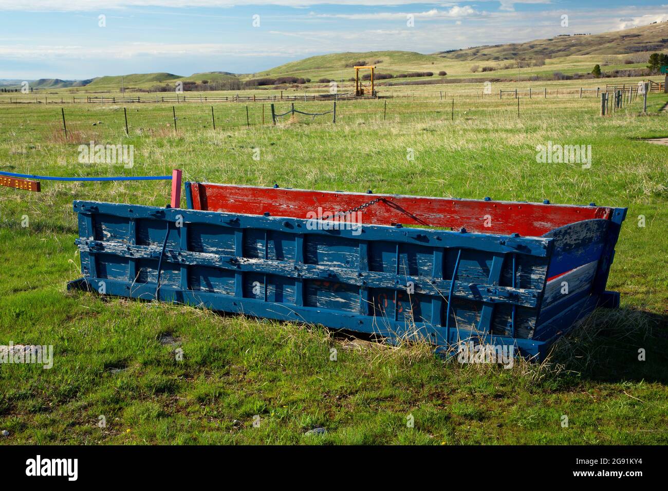 Wagon box, Wagon Box Fight Historic Site, Wyoming Stock Photo Alamy