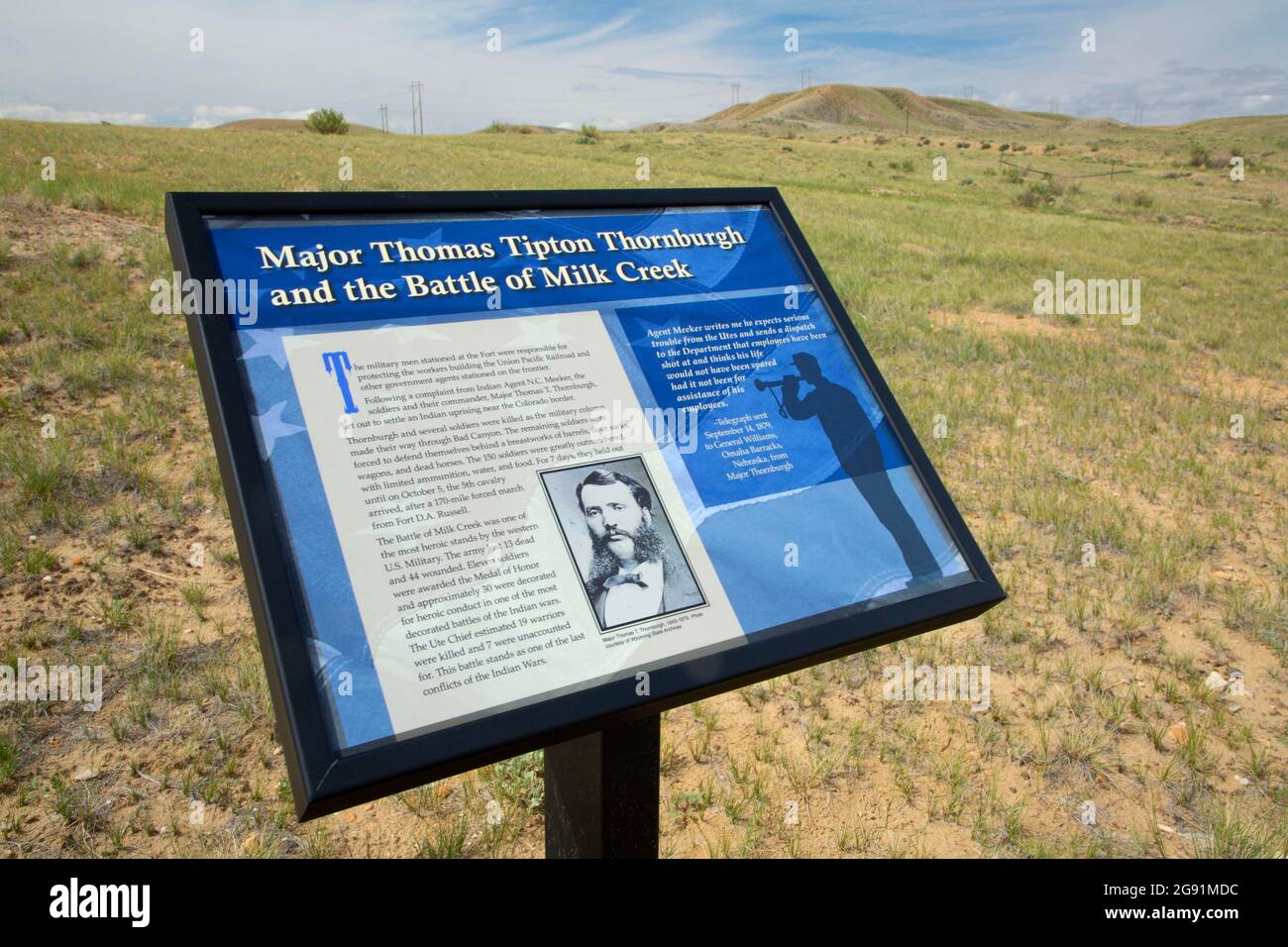 Battle of Milk Creek interpretive board, Fort Fred Steele State
