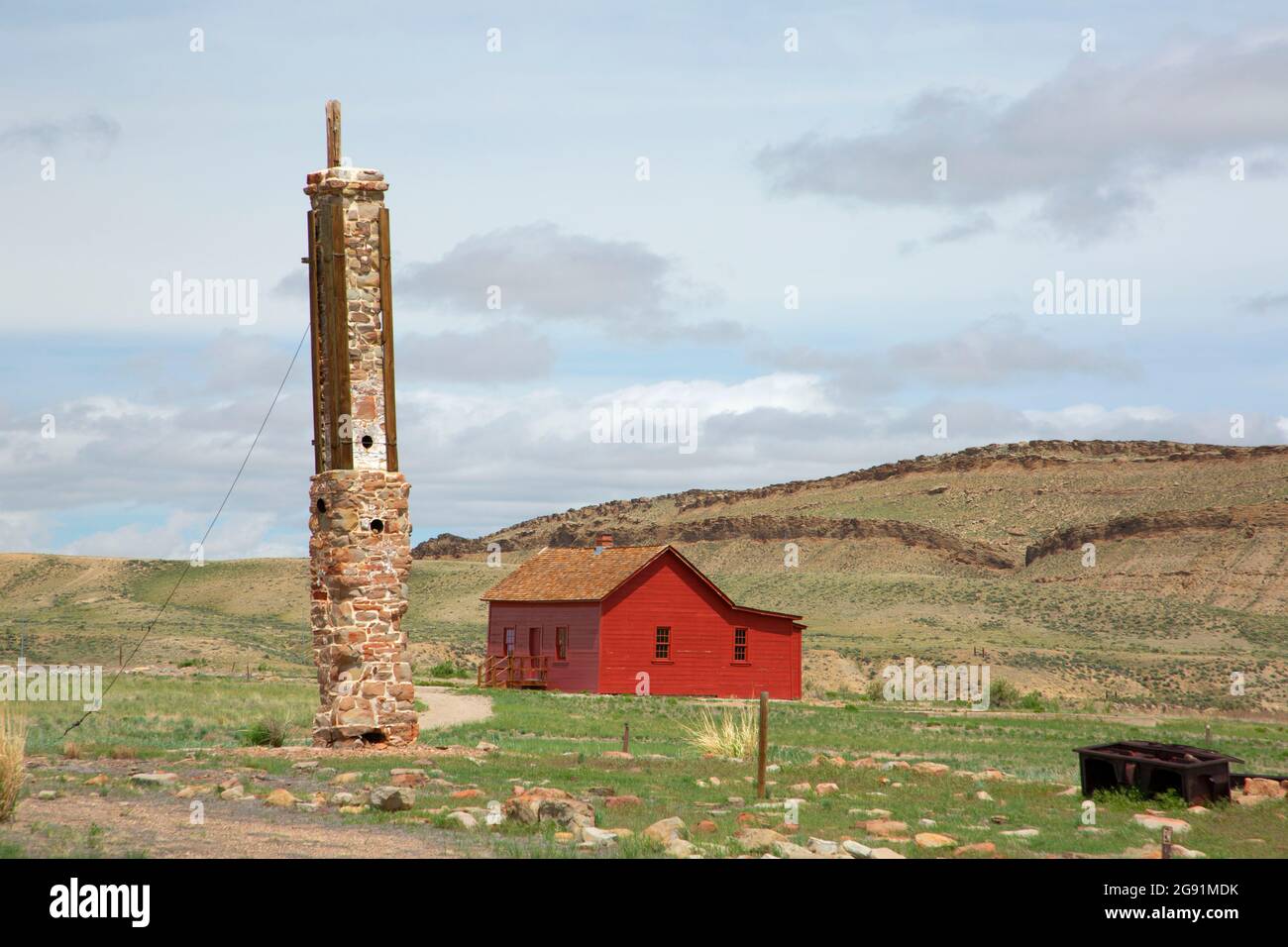 Fort chimney ruins to Quarter Master's Building, Fort Fred Steele State