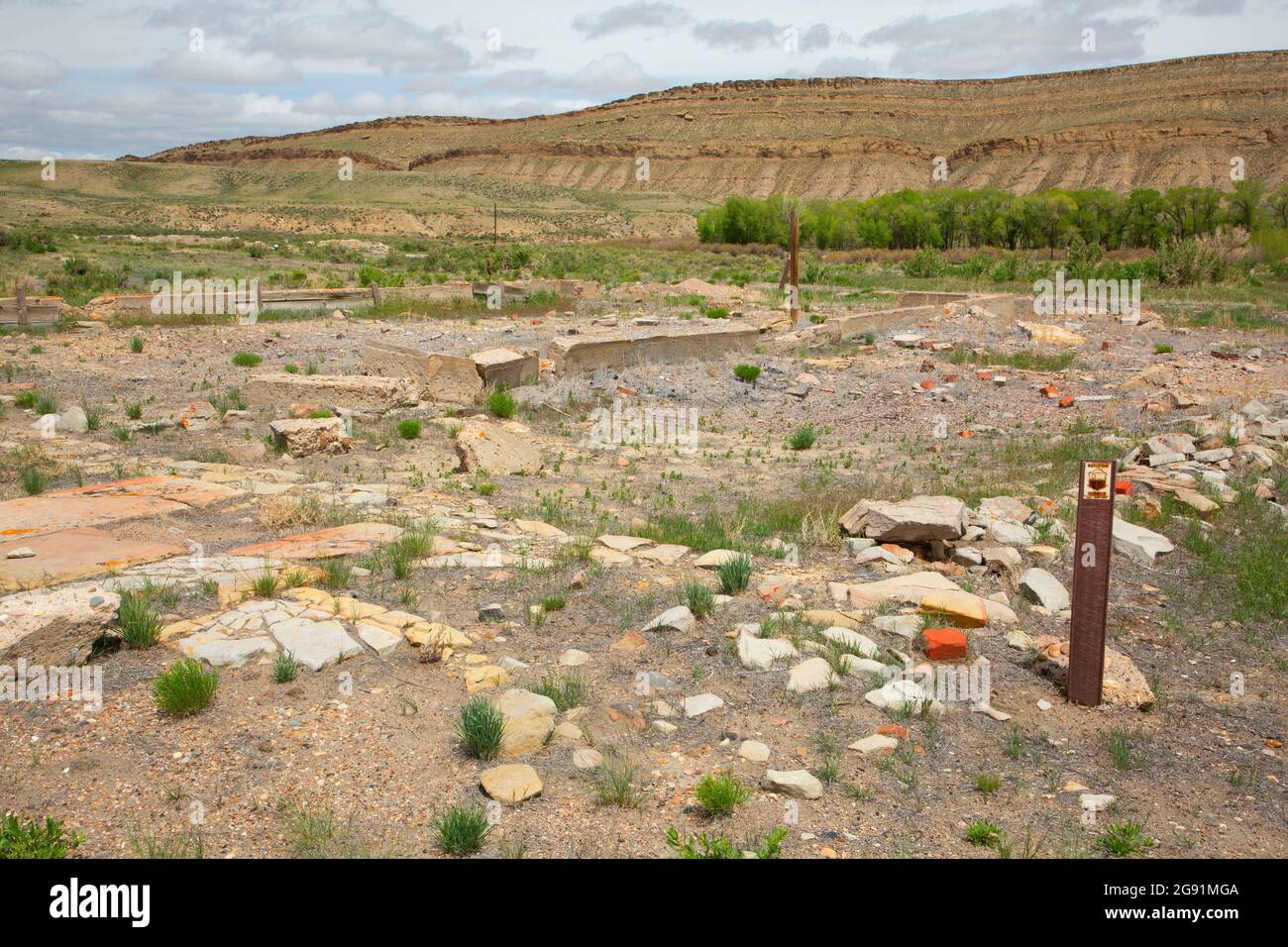 Fort ruins, Fort Fred Steele State Historic Site, Wyoming Stock Photo