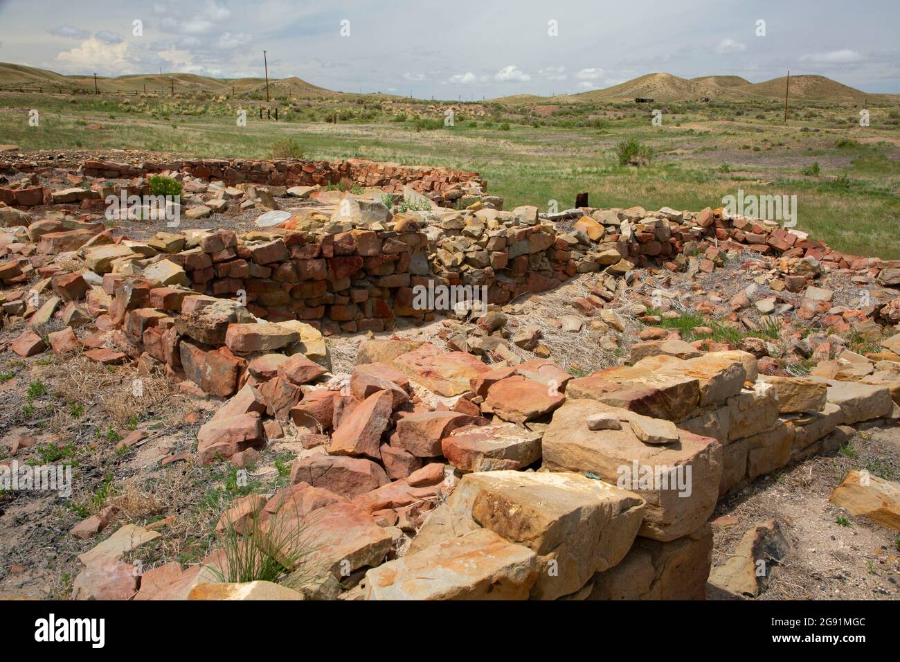 Fort ruins, Fort Fred Steele State Historic Site, Wyoming Stock Photo