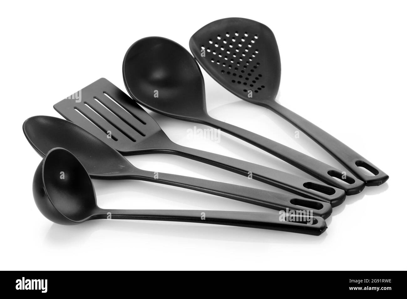 black kitchen utensils isolated on white Stock Photo Alamy