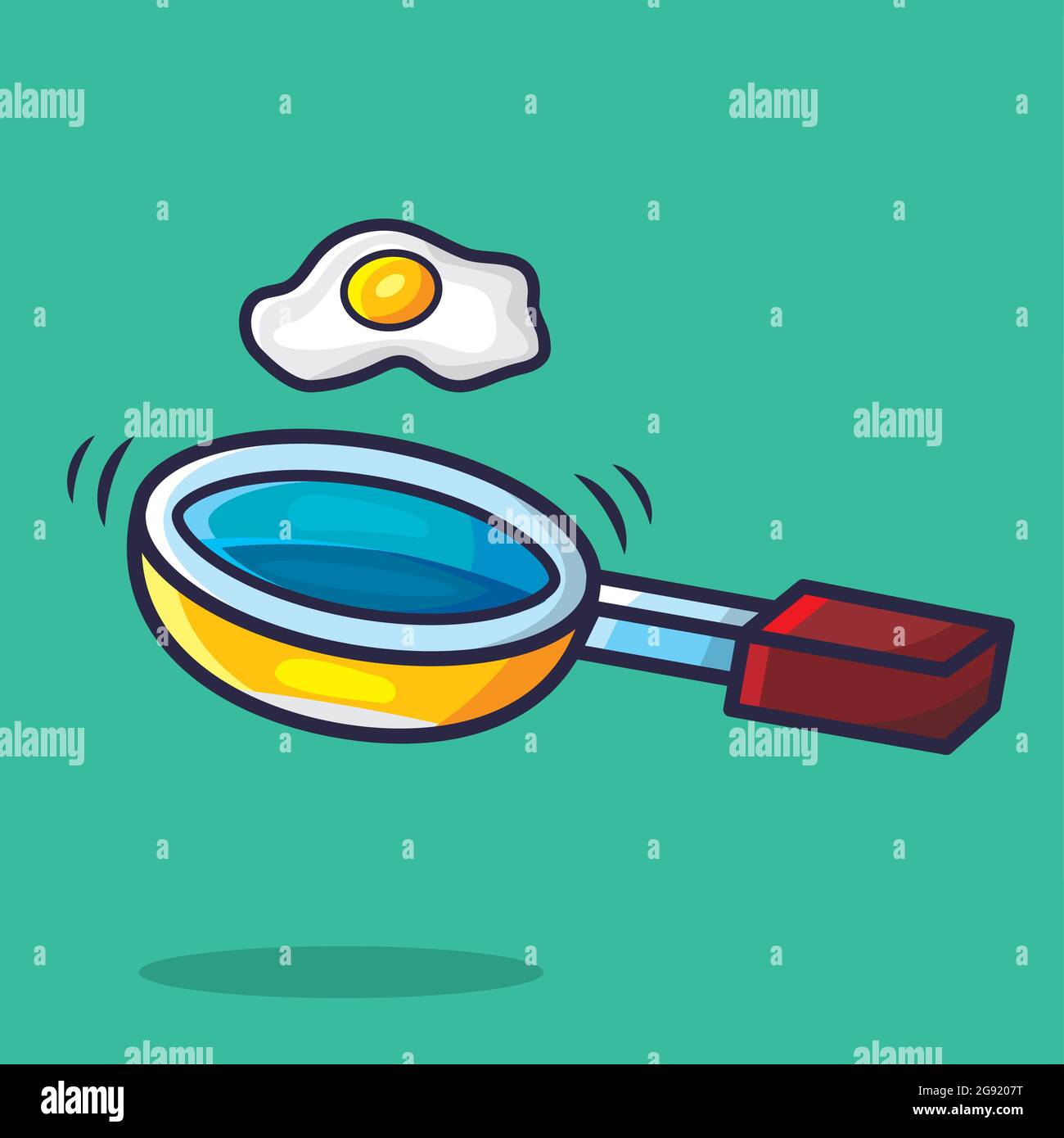 frying pan with egg isolated vector illustration in flat style Stock Vector