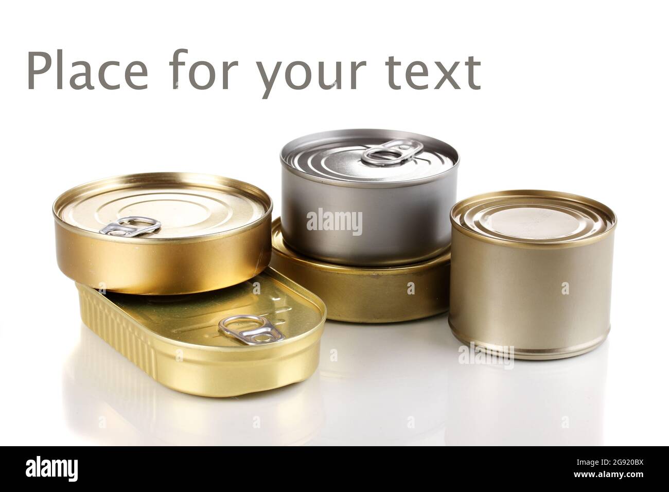 Tin cans isolated on white Stock Photo Alamy